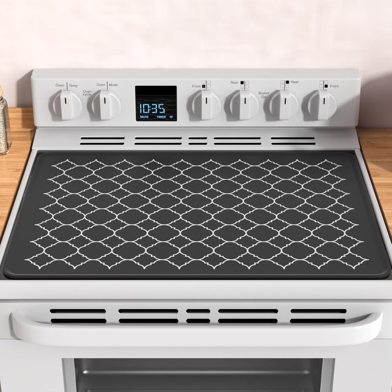 Nyoria Electric Stove Top Cover Protector - Glass Flat Top Stove Mat 28” x 20“ Oven Induction Cooktop Mat for Ceramic RV Countertop Mats Heat-Resistant Dish Drying Mat - Black - Image 1